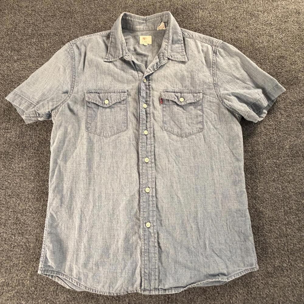 Levi's Men's Light Blue Short Sleeve Casual Shirt Medium #690